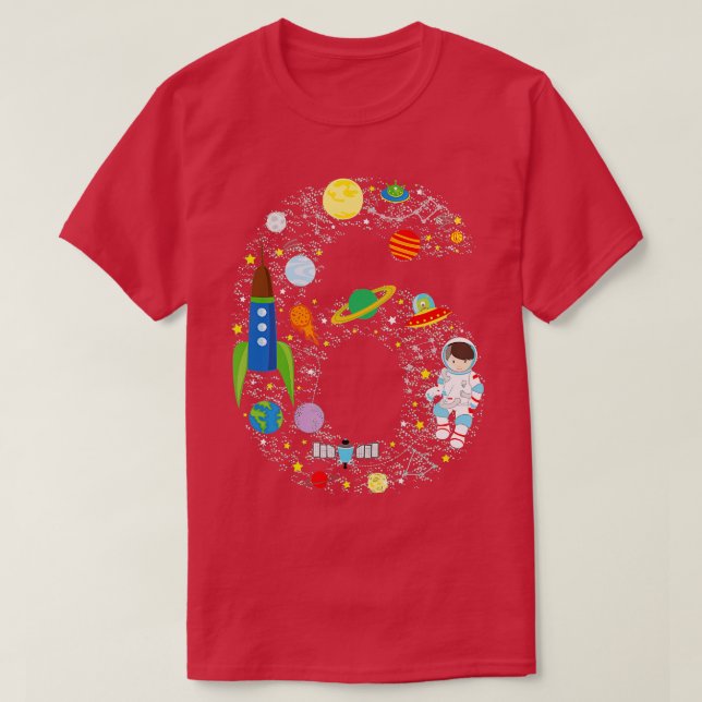 Camiseta Espaço Exterior Sexto Astronauta Número 6 (Frente do Design)