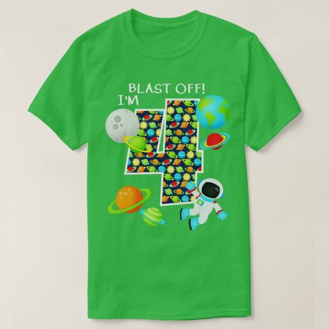 Camiseta Espaço Exterior Sistema Solar A, 4 Anos, 4 Anos (Frente do Design)
