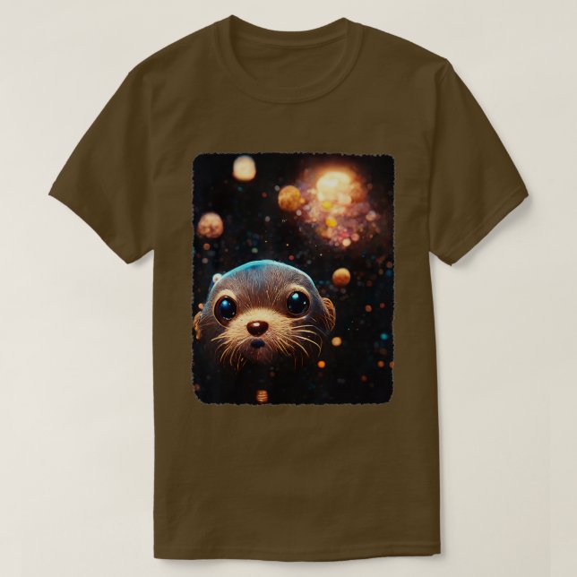 Camiseta Espaço Mais Engraçado, Pijamas-Otter Spac Cósmico (Frente do Design)