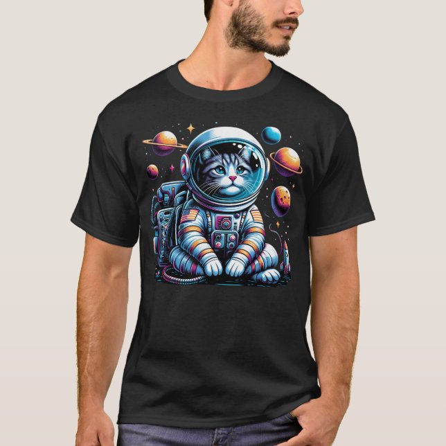 Camiseta Espaço Oferta de Gatos Espaço Astronauta de Gato (Frente)