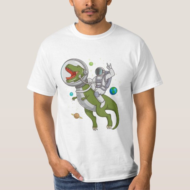 Camiseta Espaço T-Rex Astro do Dinossauro Astrado do Astron (Frente)