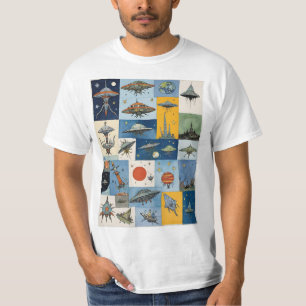 Camiseta Espaços de Alienígenas Retroativos Funky Sci-Fi