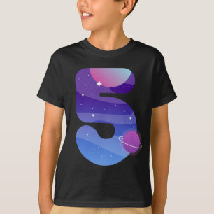 Camiseta Espaços Exteriores Planetas de Aniversário do 5 de