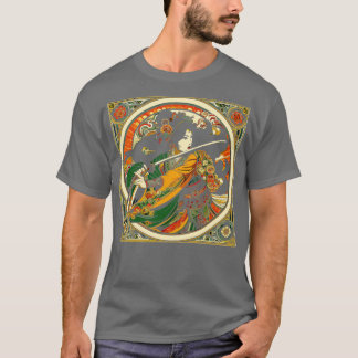 Camiseta Espada chinesa em estilo mucha Art Nouveau