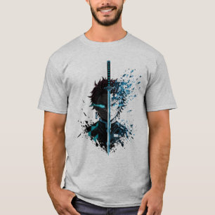 Camiseta Espada de Anime Guerreiro de Face Dividida – Demôn