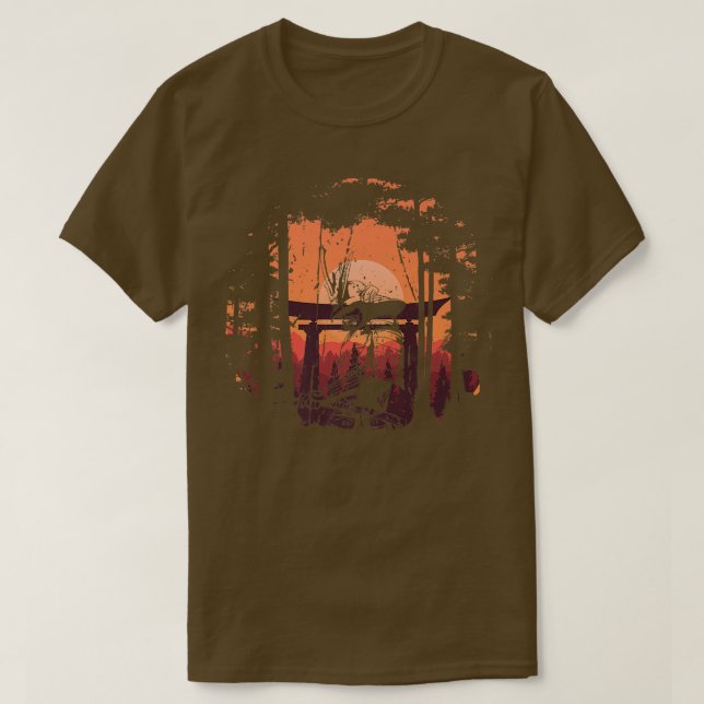 Camiseta Espada do Combatente do Samurai Japonês Sunset  (Frente do Design)