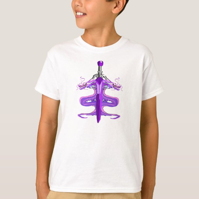 Camiseta Espada Dragão Roxo Místico (Frente)