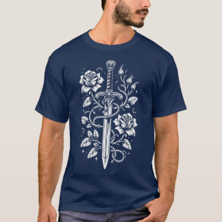 Camiseta Espada Medievalcore com Rosas