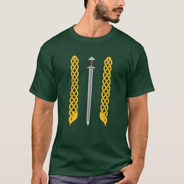 Camiseta Espada Viking e Trabalho Trançado (Frente)