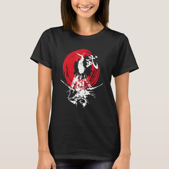 Camiseta Espadas do Guerreiro de Fogo do Samurai Japonês Re (Frente)