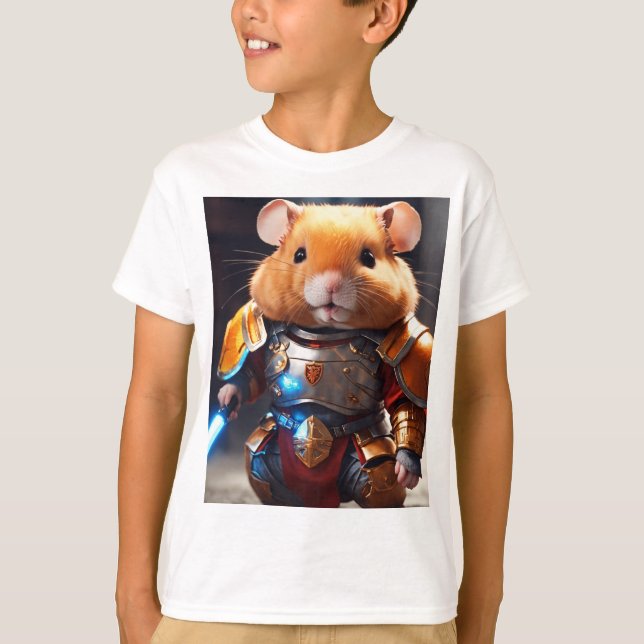 Camiseta Espadilha de Hamster Vermelho Bonito em Armor Impr (Frente)