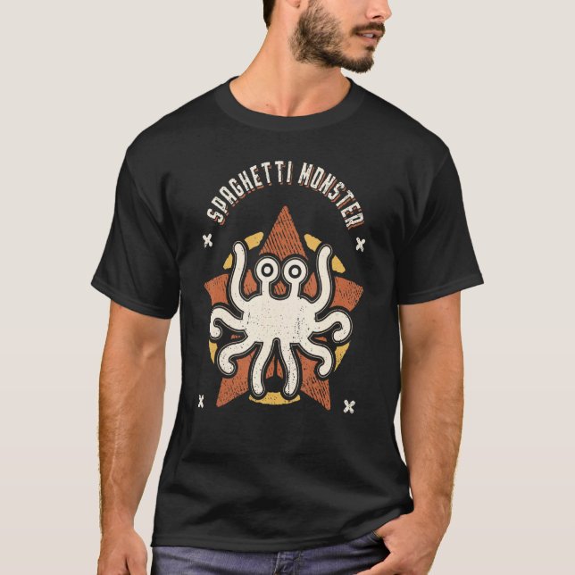 Camiseta Espaghetti Monster Vintage Retro Clássico (Frente)