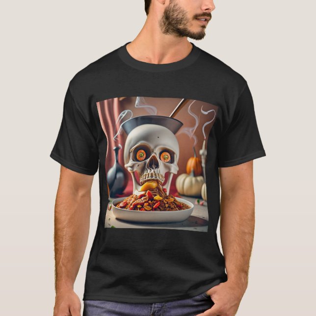 Camiseta Espaguete das Halloween com molho sangrento (Frente)