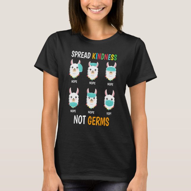 Camiseta Espalhar gentileza Não Germs Llama Mask Social Err (Frente)