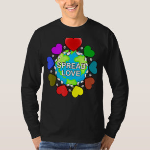 Camiseta Espalhar O Amor Pelo Mundo Cute Rainbow Hearts L