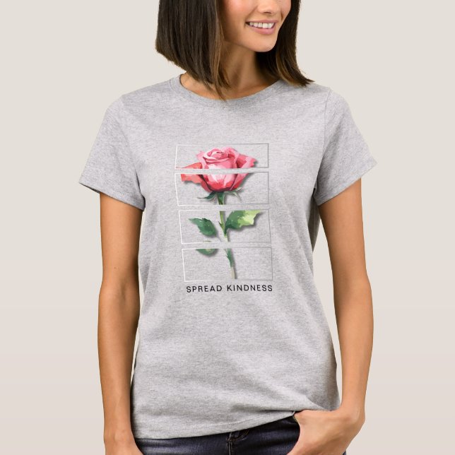 Camiseta Espalhe a Bondade – Arte de Rosa em Aquar (Frente)