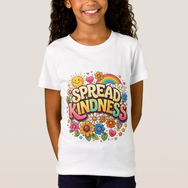 Camiseta Espalhe a Bondade – Lindo Arco-íris Floral (Frente)
