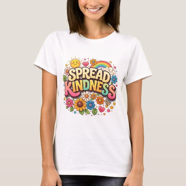Camiseta Espalhe Bondade – Lindo Arco-íris Floral (Frente)