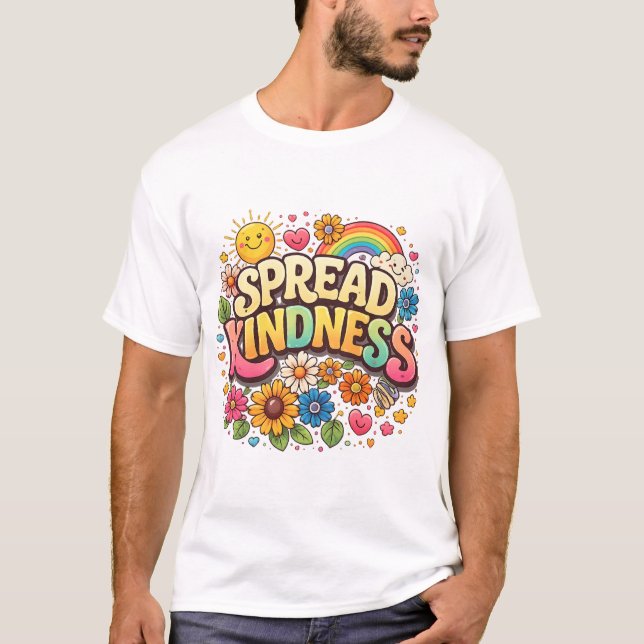Camiseta Espalhe Bondade – Lindo Arco-íris Floral (Frente)