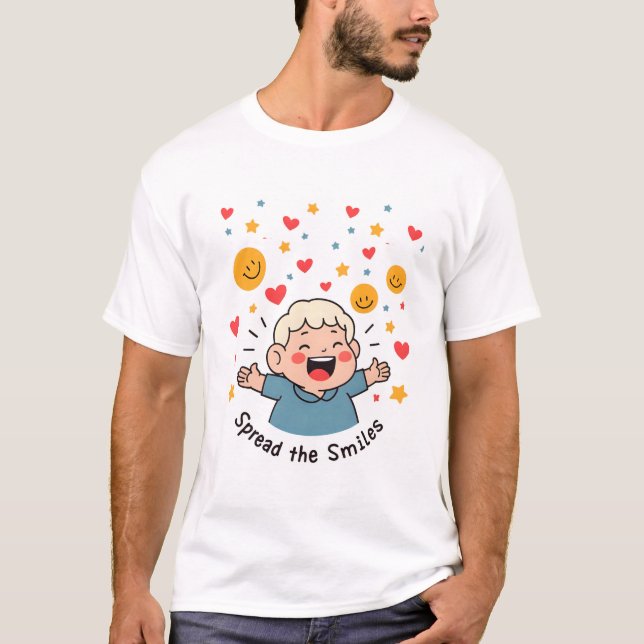 Camiseta Espalhe o desenho dos sorrisos - Um giro bonito e  (Frente)