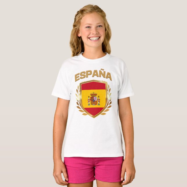 Camiseta Espana Espanha Flag Shield T-Shirt (Frente Completa)