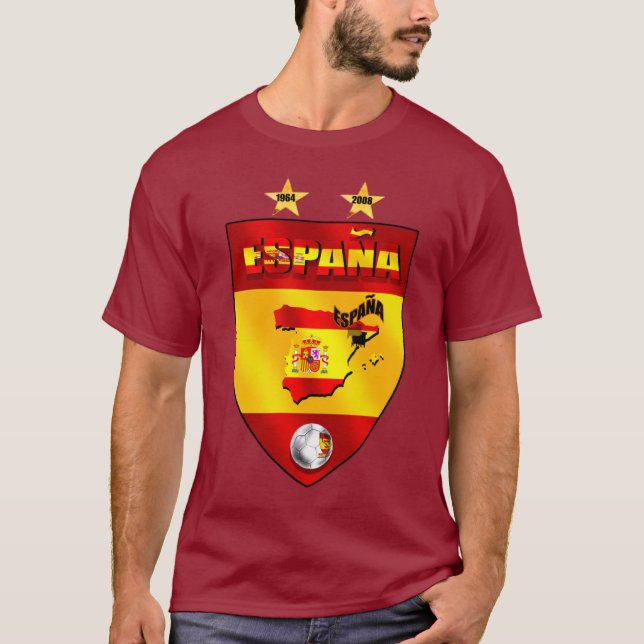 Camiseta Espanha 1964 2008 protetores do emblema do futebol (Frente)