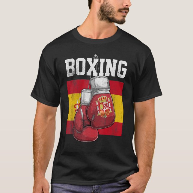 Camiseta Espanha Boxer Luvas Boxer Boxer Sinalizador de Spa (Frente)