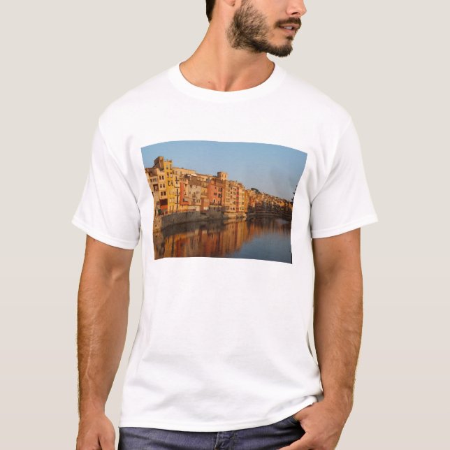 Camiseta  Espanha. Catalunha. Gerona. Casas no Onyar (Frente)
