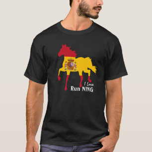 Camiseta Espanha, Cavalo, Bandeira Espanhola e eu amo corre