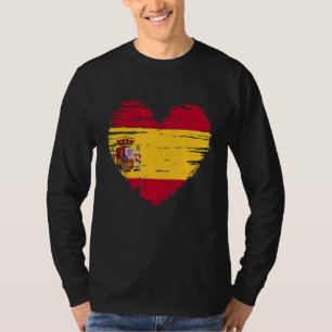 Camiseta Espanha Coração Sinalizador Espanhol Orgulho Espan