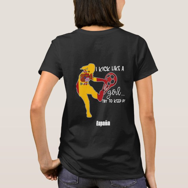 Camiseta Espanha da Equipe do Campeonato do Mundo de Mulher (Verso)