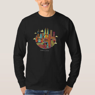 Camiseta Espanha de Barcelona - Ilustração do Skyline da Ci