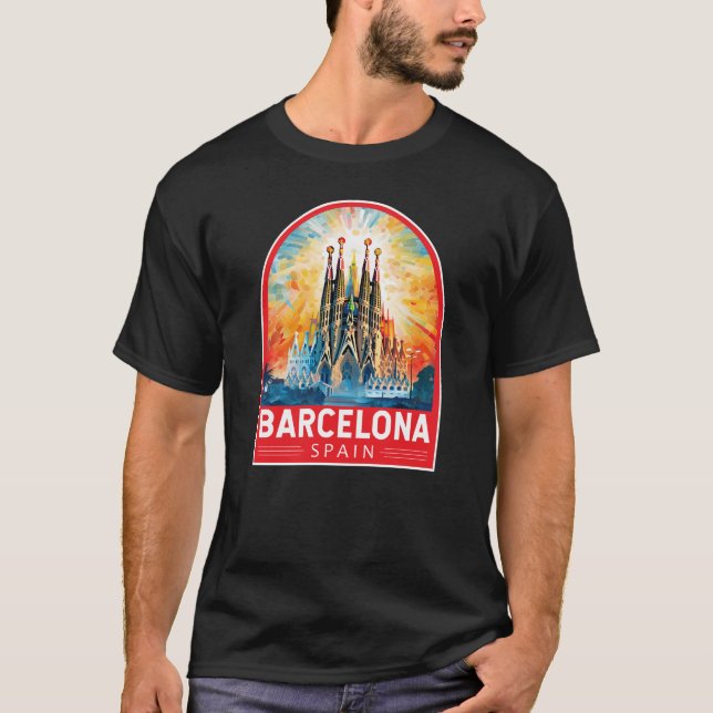 Camiseta Espanha de Barcelona La Sagrada Familia Viagem Art (Frente)