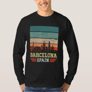 Camiseta Espanha de Barcelona Retro Vintage Sunset Skyline