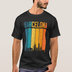 Camiseta Espanha de Barcelona Retro Vintage Sunset Skyline