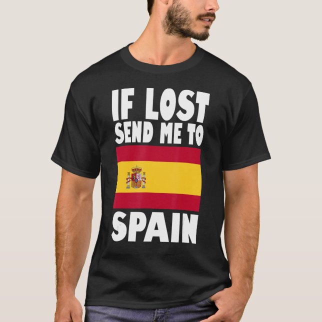 Camiseta Espanha de Sinalizador de Design Se perdido envie- (Frente)