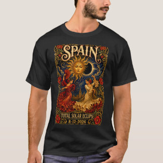 Camiseta Espanha Eclipse Total do Sol 2026 Agosto 12 Astron
