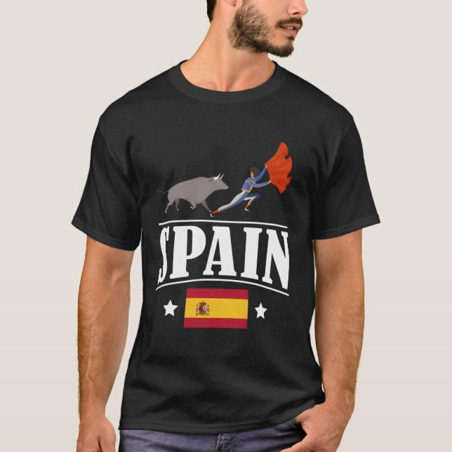 Camiseta Espanha Flag Bull Fighting Espanhol (Frente)