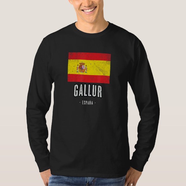 Camiseta Espanha Gallur Es Sinalizar Bandera de Cidade Ropa (Frente)
