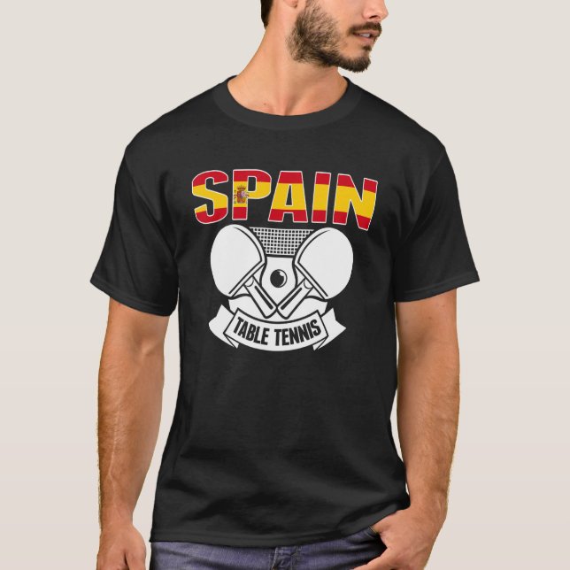 Camiseta Espanha Ping Pong - Suporte para a equipe de Tênis (Frente)