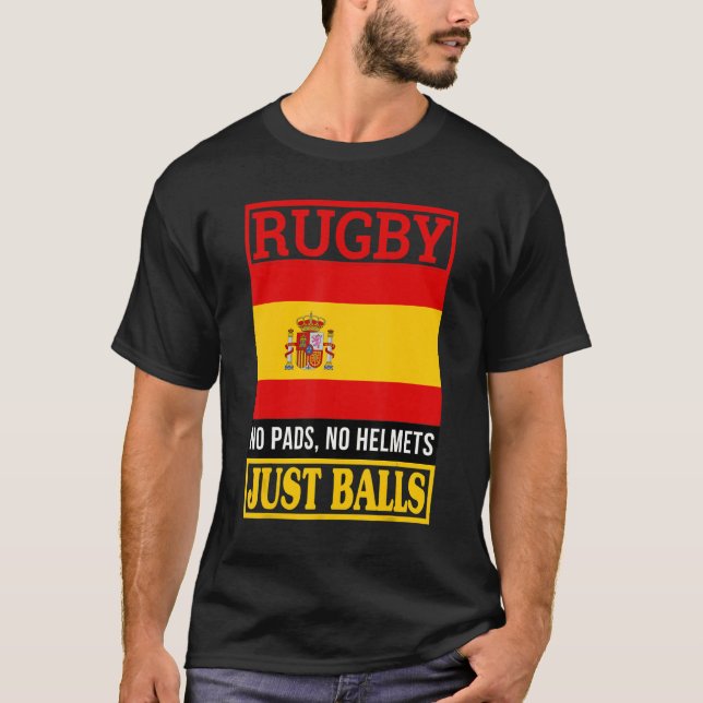 Camiseta Espanha Rugby Sem Pads Sem Capacetes Apenas Bolas (Frente)
