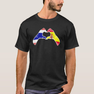 Camiseta Espanha Tailândia Sinalizador Tailandês Coração Es