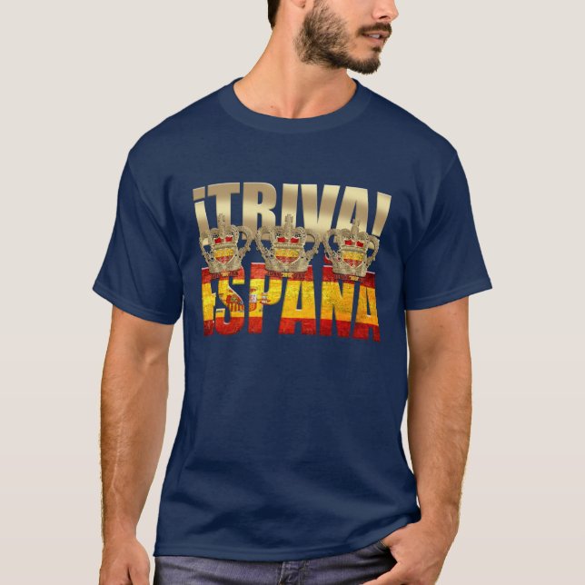 Camiseta Espanha Tricampeones Triva España de Viva Azul (Frente)