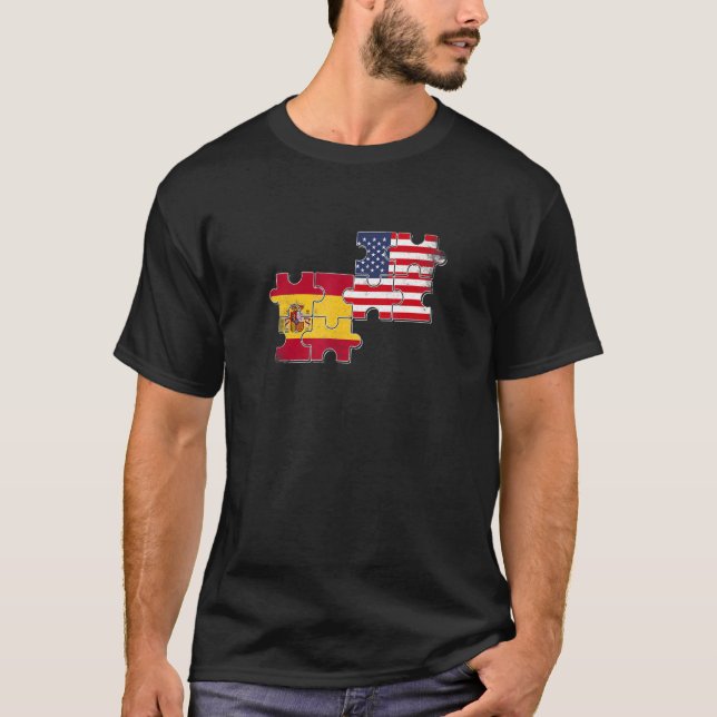 Camiseta Espanha Usa Love Roots Flag espanhol American (Frente)