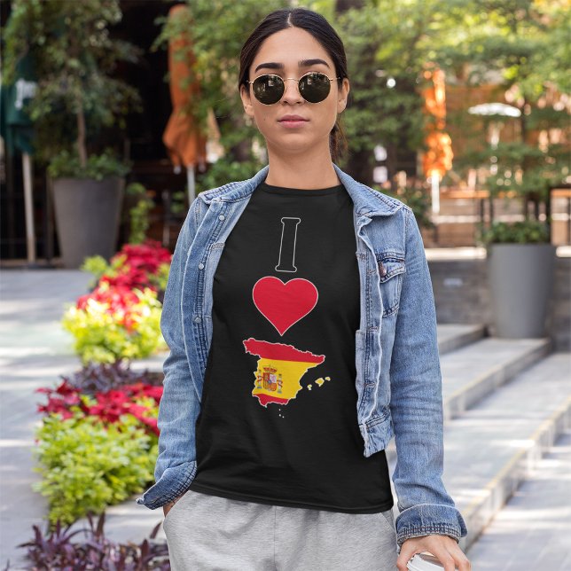 Camiseta Espanha Vertical Eu Amo Mulheres Espanholas Do Map (Criador carregado)