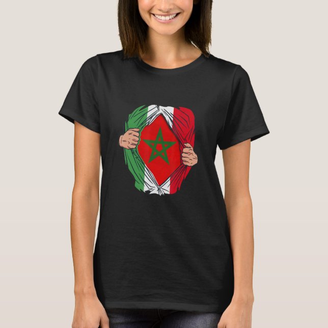 Camiseta Espanhol com raízes marroquinas Maroc Flag com Esp (Frente)
