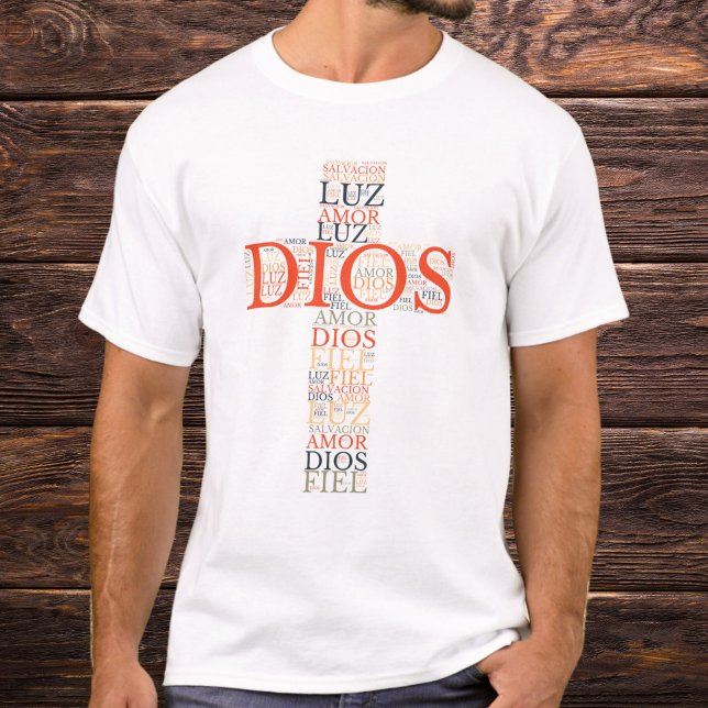Camiseta Espanhol-Cristão de Deus e Fé Cross (Criador carregado)