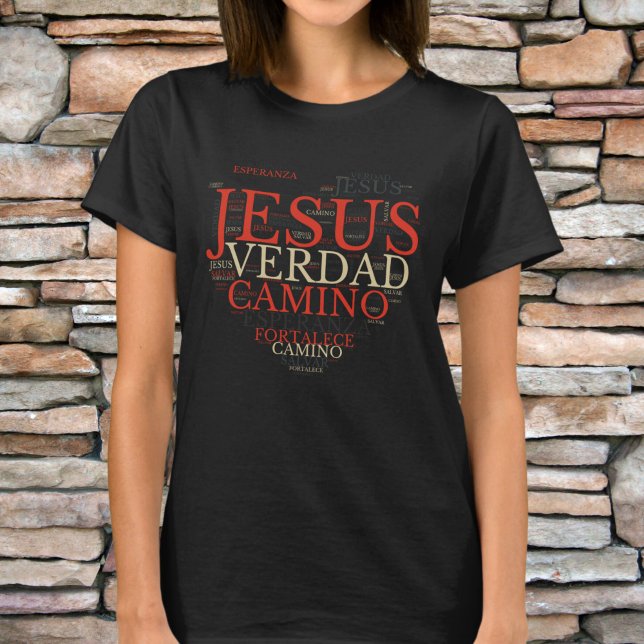 Camiseta Espanhol Cristão de Jesus e Coração da Fé (Criador carregado)