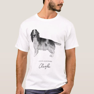 Camiseta Espanhol De Cocker Em Preto E Branco Com Texto Per