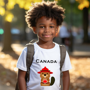 Camiseta Espanhol do Canadá Bonito com Cor-de-Luz Folha Map